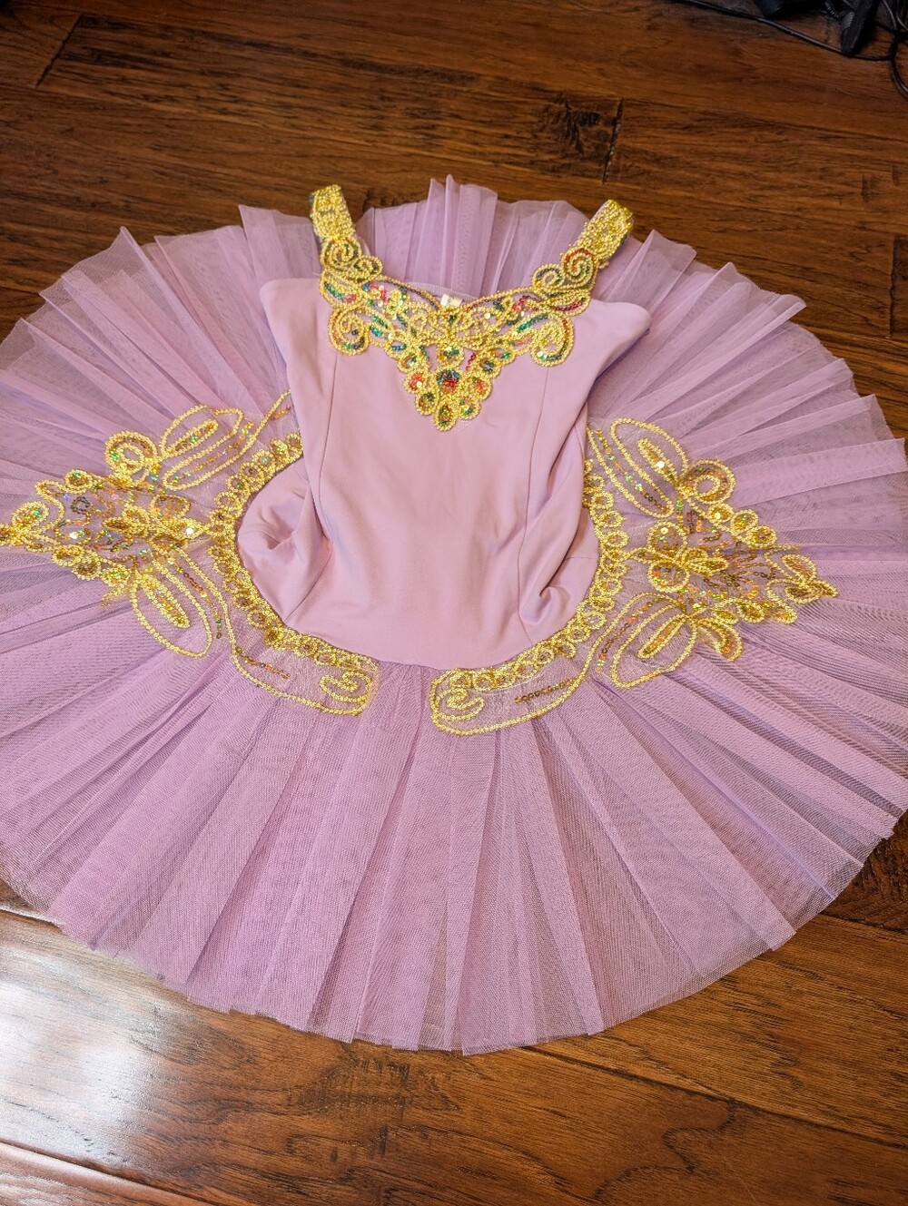 Tutu Gallery Dance Costume Size 14C Purple and Gold Dress